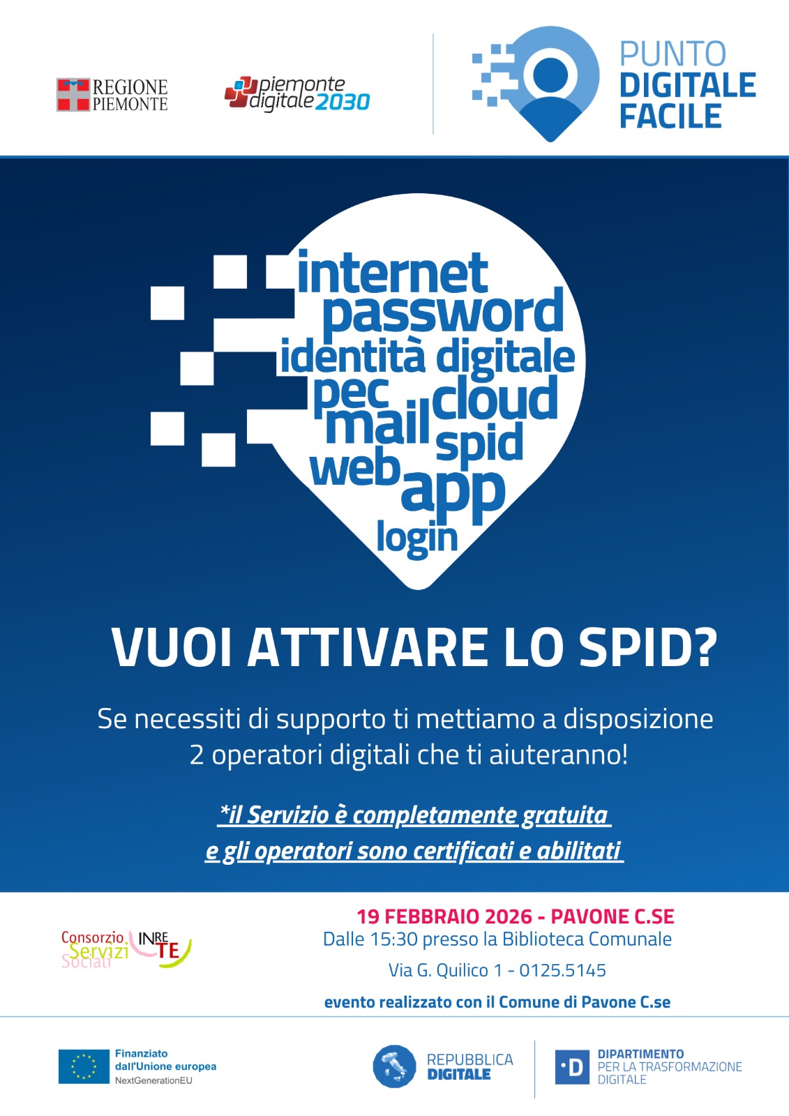 Vuoi attivare lo Spid? Se necessiti di supporto due volontari ti aiuteranno